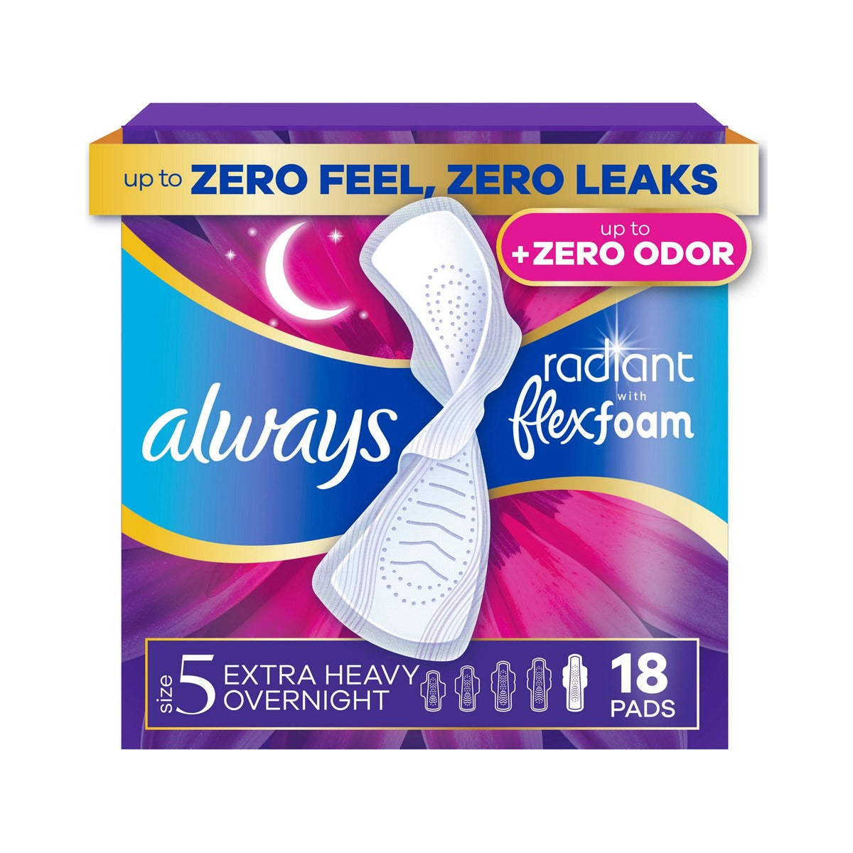 Always Radiant Overnight Pads Extra Heavy with Wings 18ct (Pack of 3) - view 3
