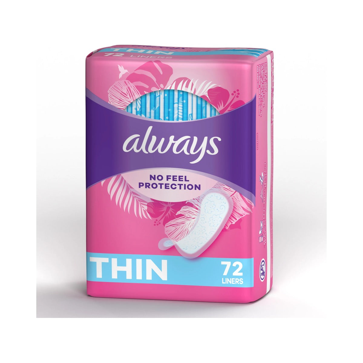 Always Dailies Thin Unscented Panty Liners Regular 72ct (Pack of 12)