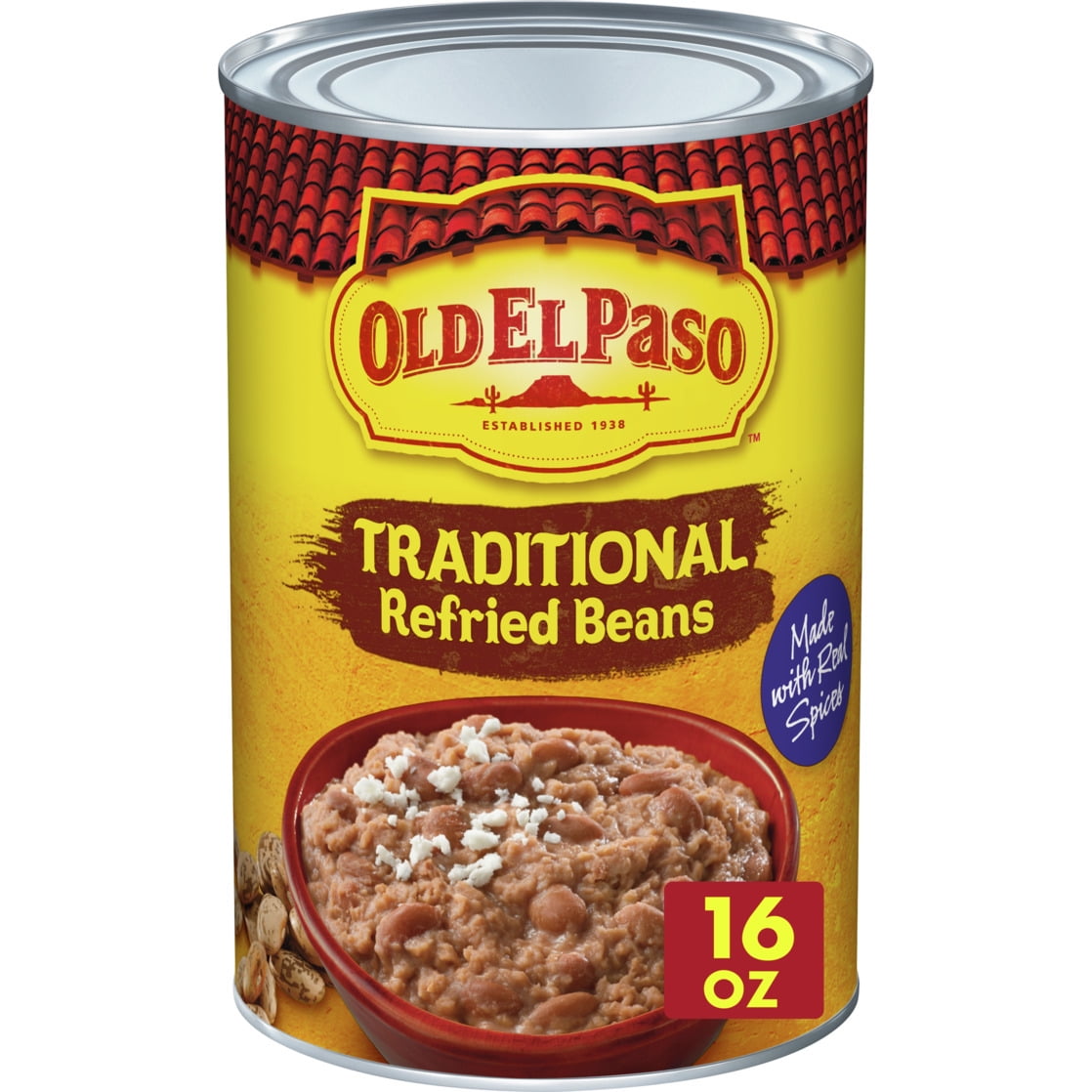 Old El Paso Traditional Canned Refried Beans 16 OZ (Pack of 12)