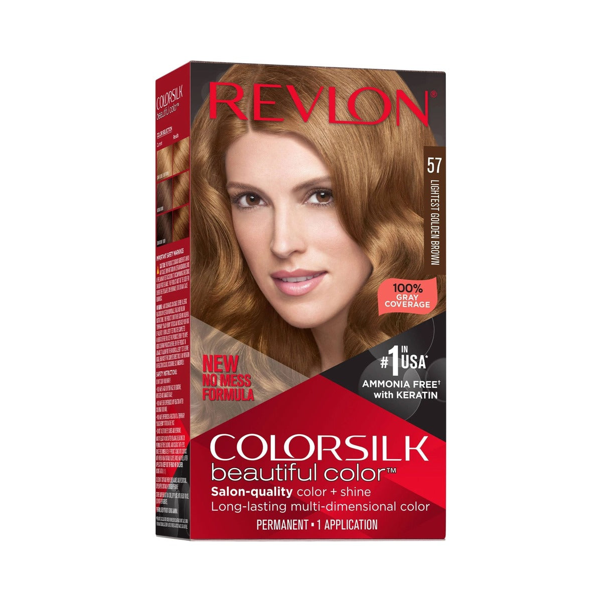 Revlon ColorSilk Permanent Hair Color 57 Lightest Golden Brown (Pack of 12) - view 2
