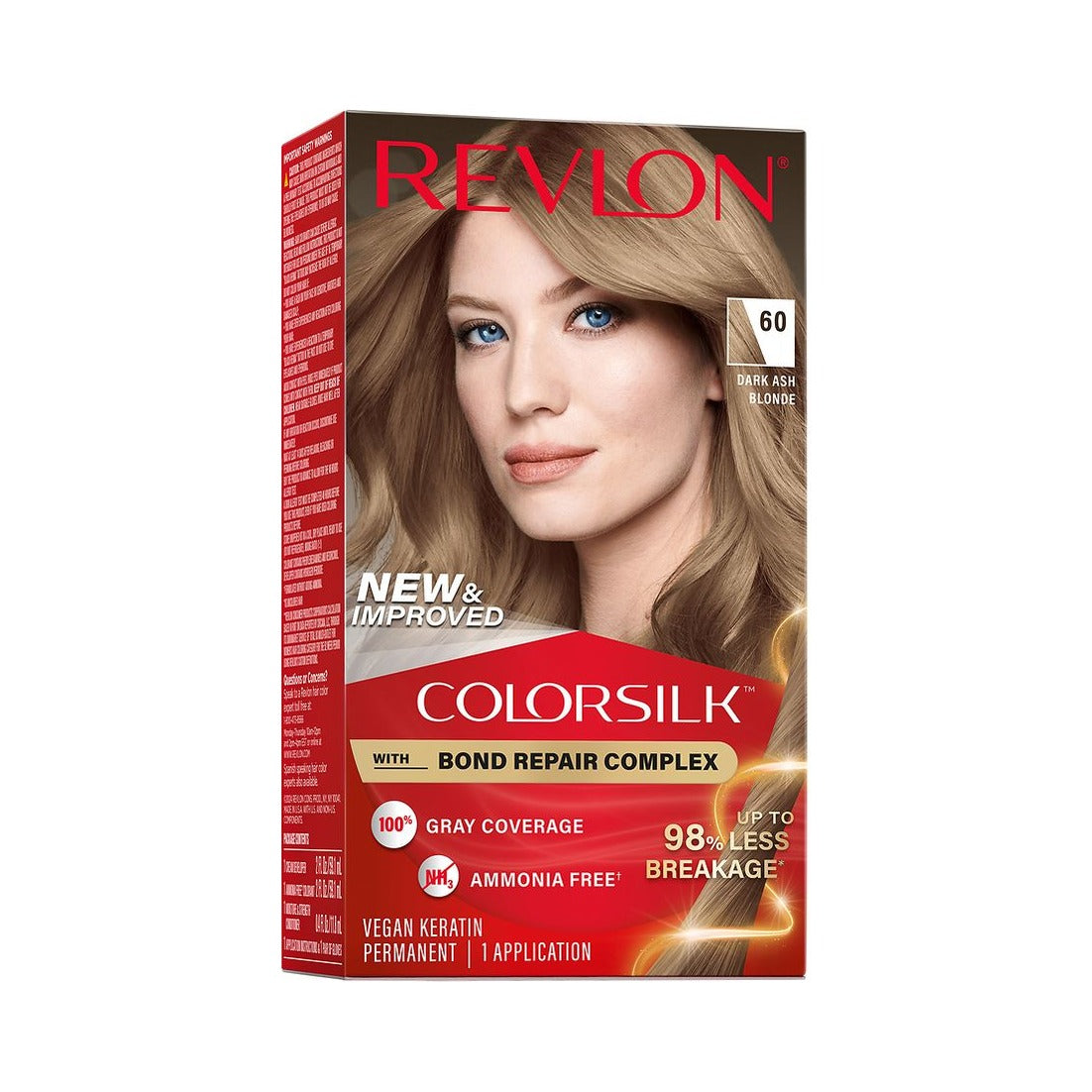 Revlon ColorSilk Permanent Hair Color 60 Dark Ash Blonde (Pack of 12)