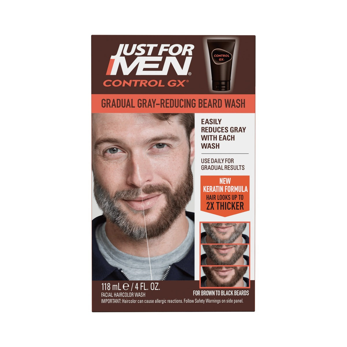 Just For Men Control GX Grey Reducing Beard Wash 4 Oz (Pack of 12)