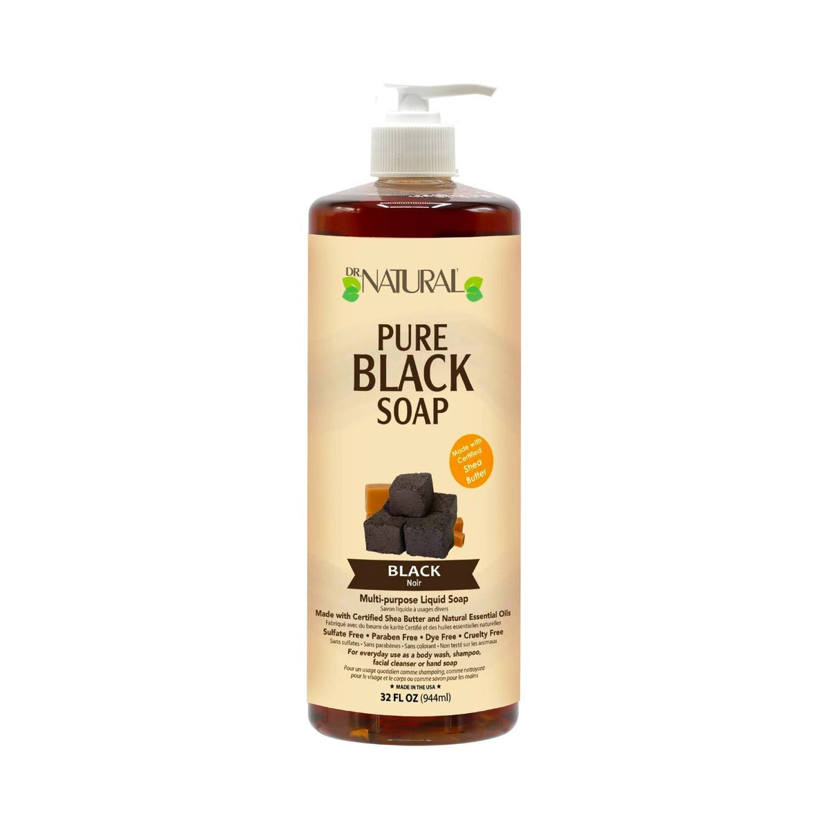 Dr. Natural Pure Black Soap 32 Oz (Pack of 6)