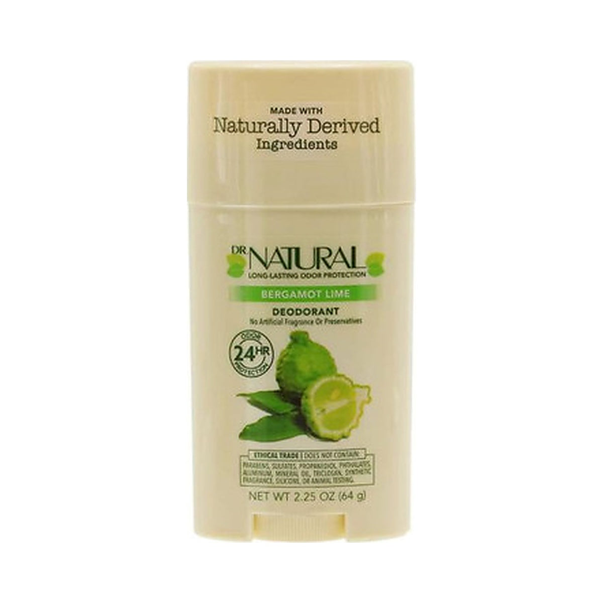 Dr. Natural Deodorant Stick Bergamot Lime 3 Oz (Pack of 12)