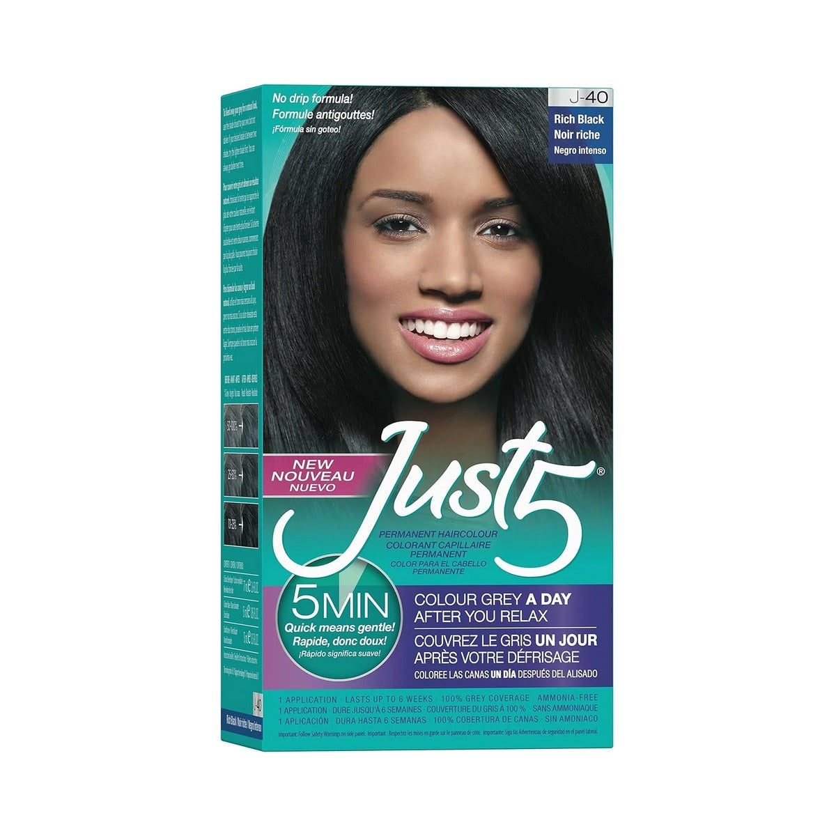 Just 5 Women's Five Minute Permanent Hair Color Rich Black (Pack of 12)