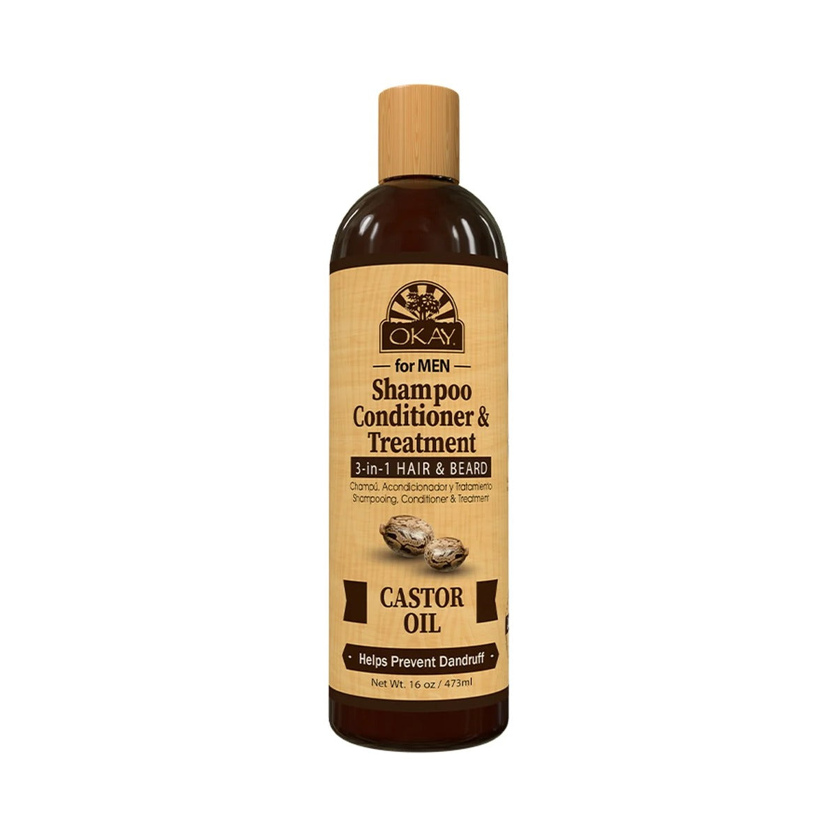 Okay Pure Naturals Castor Oil 3-in-1 Beard 16 Oz (Pack of 12)
