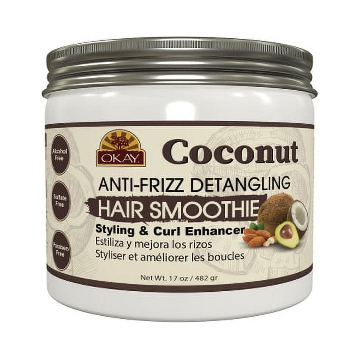 Okay Coconut Anti-Frizz Detangling Hair Smoothie 17 Oz (Pack of 6)