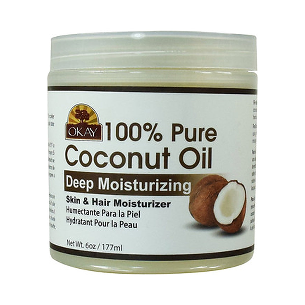 Okay Pure Naturals Coconut Oil with Vitamin E 6 Oz (Pack of 12)