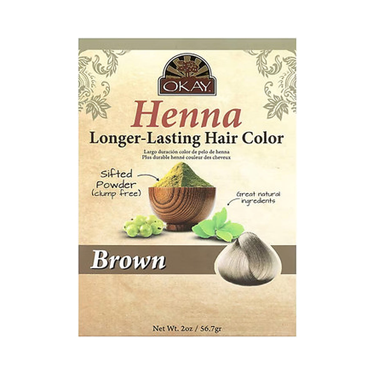 OKAY Henna Longer Lasting Hair Color Brown 2 Oz (Pack of 24)