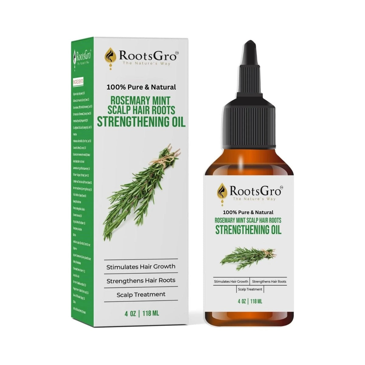RootsGro Rosemary & Mint Strengthening Hair Oil 4 Oz (Pack of 40)
