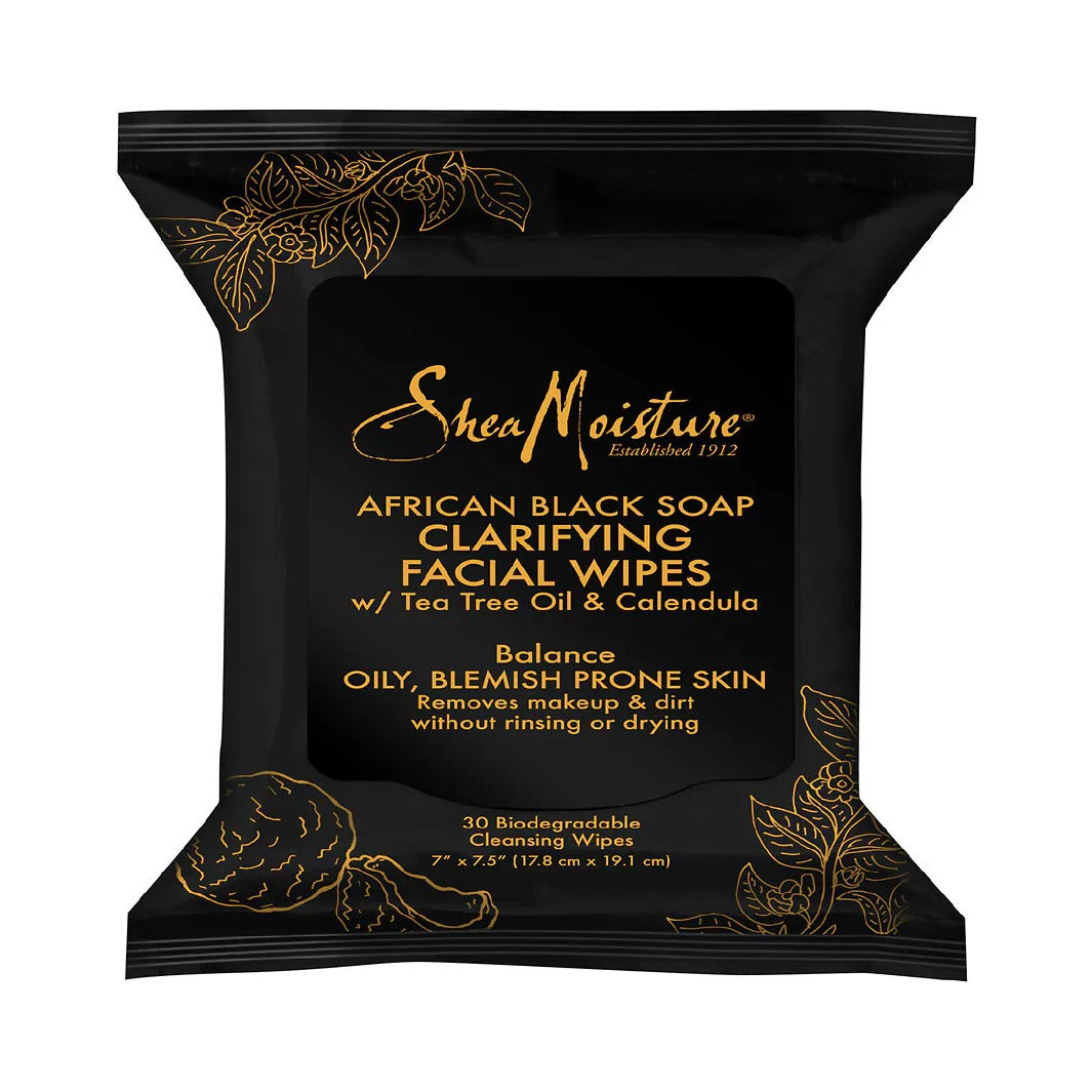 SheaMoisture African Black Soap Clarifying Facial Wipes 30 Ct (Pack of 24)