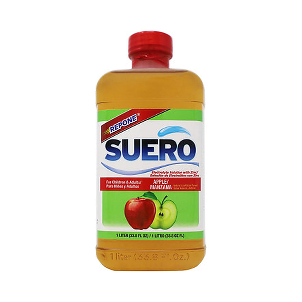 Suero Repone Electrolyte Solution Apple 33.8 Oz (Pack of 8)