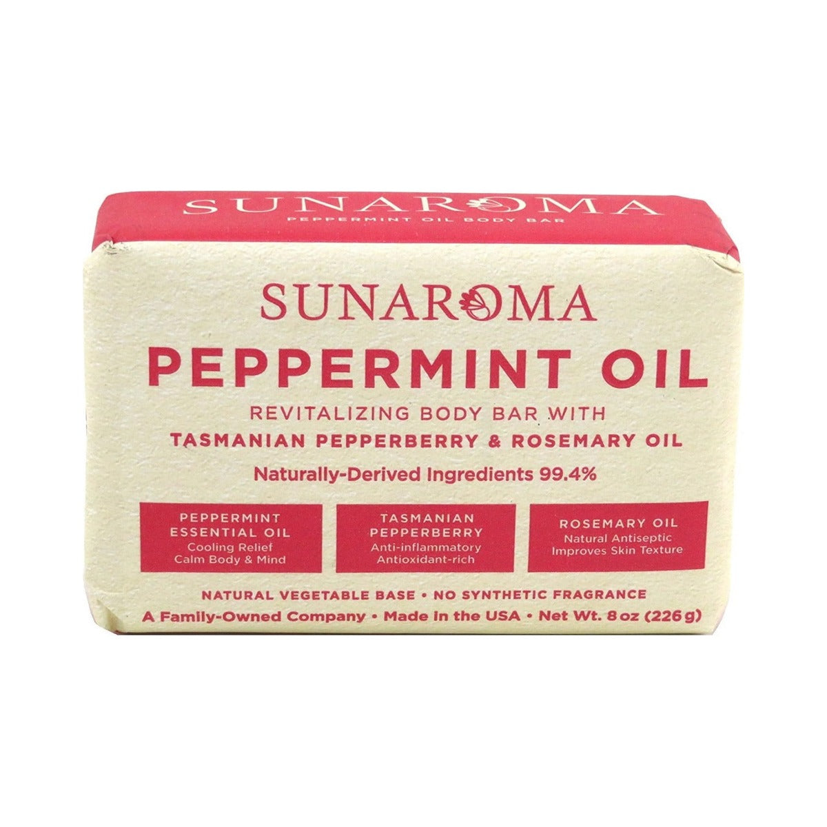 Sunaroma Organic Peppermint Oil Soap 8 Oz (Pack of 36)