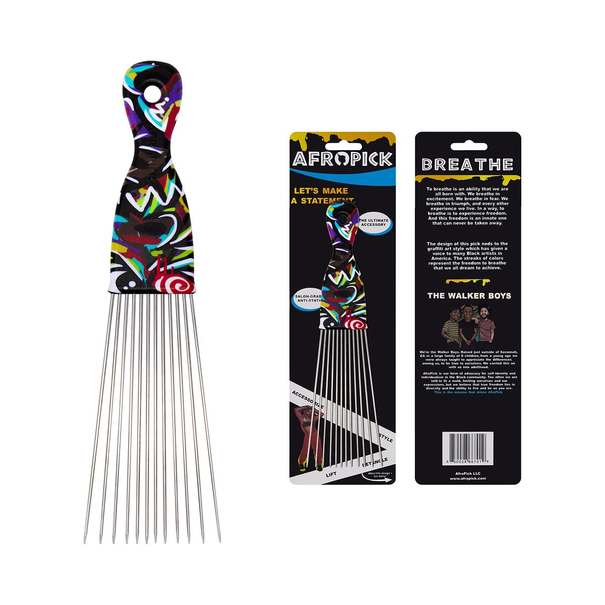 Afropick Metal Black Hair Pick (Pack of 180)