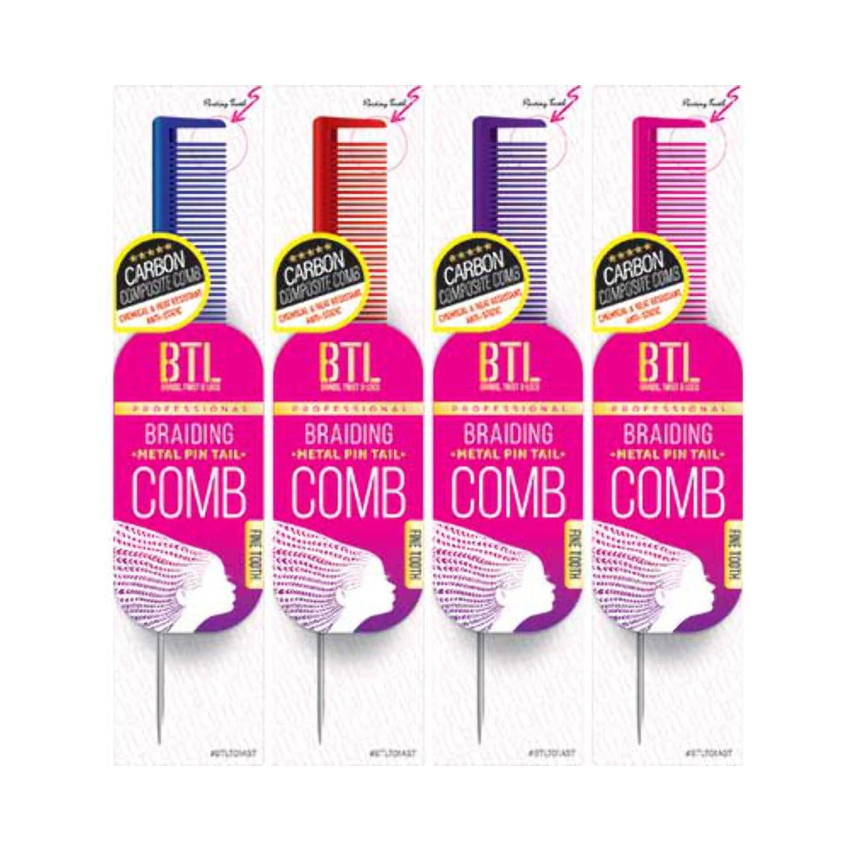 BTL Professional Braiding Metal Pin Tail Comb 1 Pc (Pack of 144)