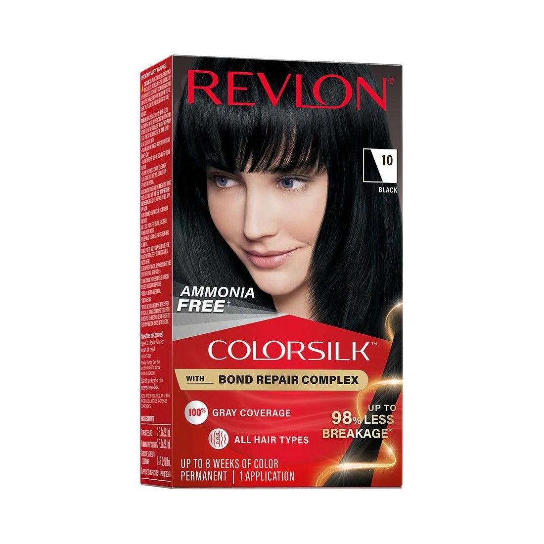 Revlon ColorSilk Permanent Hair Color 10 Black 4.4 Oz (Pack of 12)