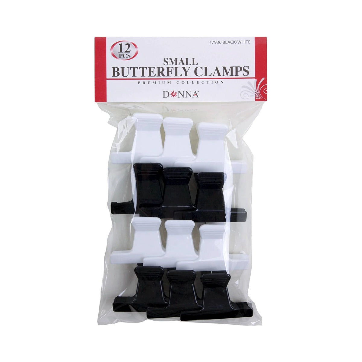Donna Collection Butterfly Clamps Small Black & White (Pack of 144)