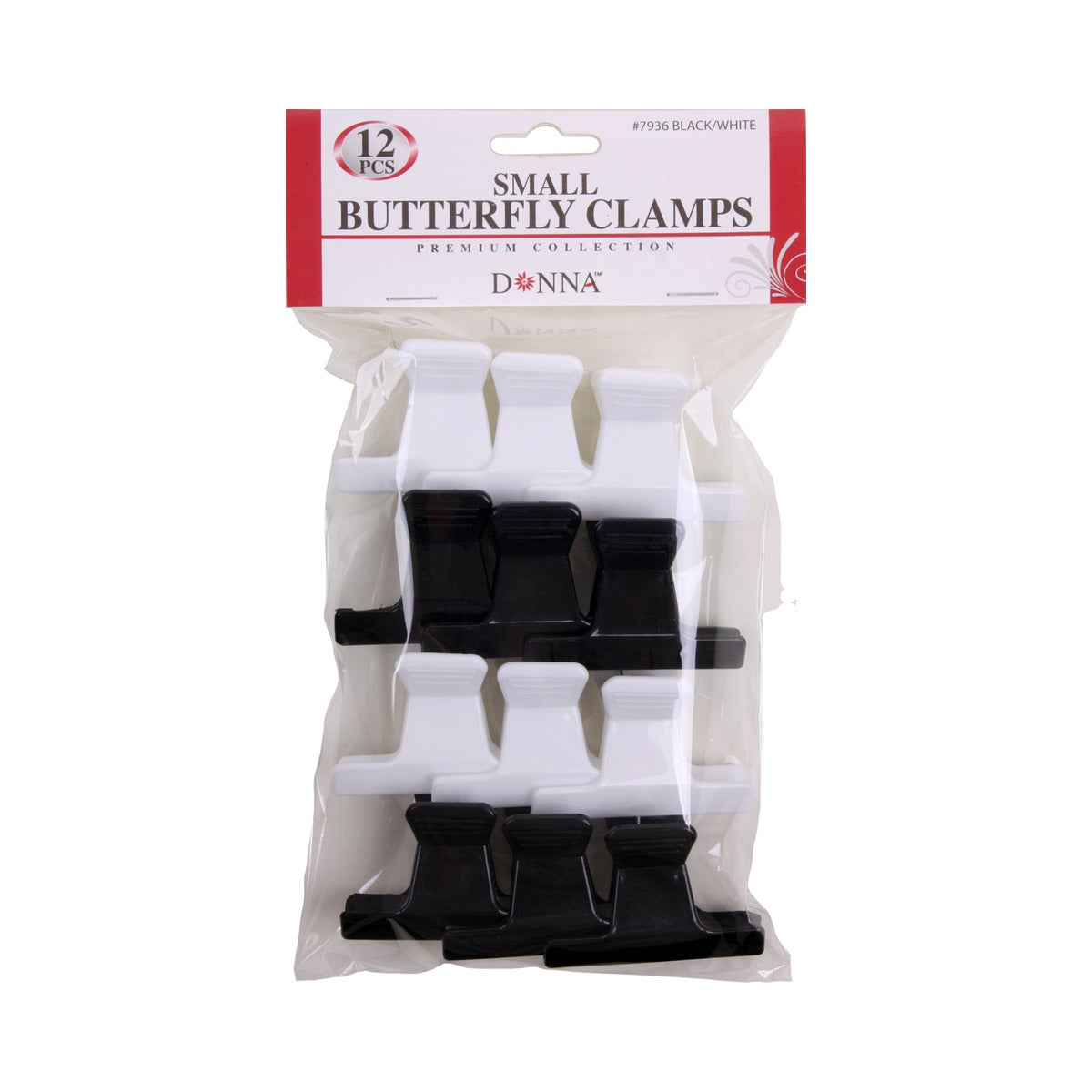 Donna Collection Butterfly Clamps Small Black & White (Pack of 144) - view 3