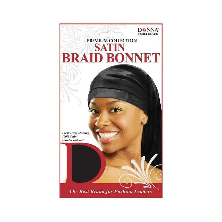 Donna Black Silky Satin Braid Bonnet 1 Each (Pack of 288)