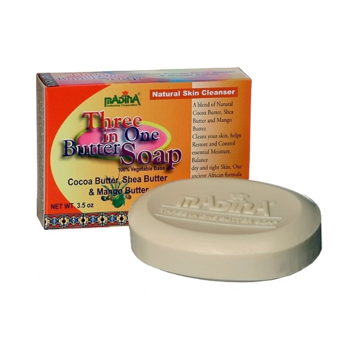 Madina Three In One Butter Natural Skin Cleansing Soap 1 Ea (Pack of 72)