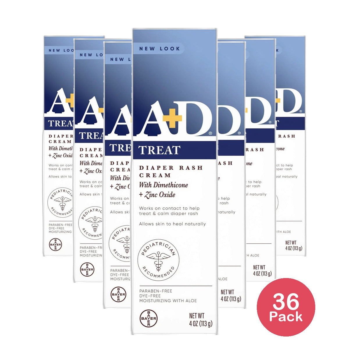 A And D Zinc Oxide Diaper Rash Cream for Irritated Skin 4Oz (Pack of 36)
