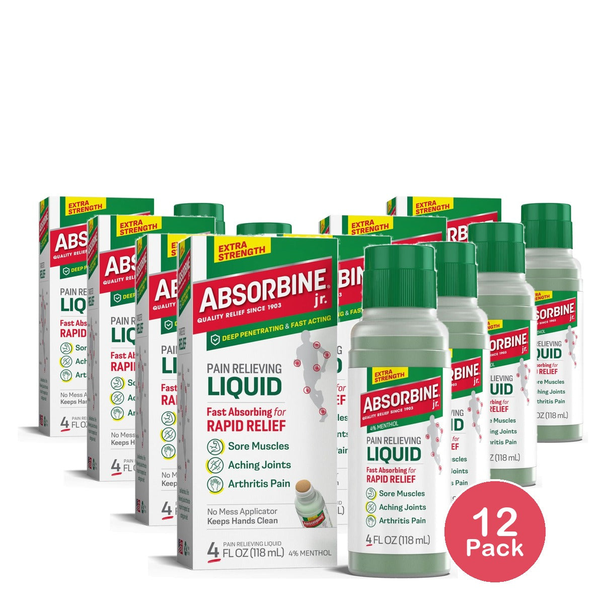 Absorbine Jr. Pain Relief Liquid 4 Oz (Pack of 12)