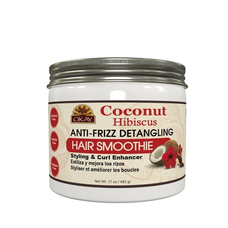 Okay Coconut Hibiscus Curl Anti-Frizz Detangling Hair Smoothie 17 Oz (Pack of 6)