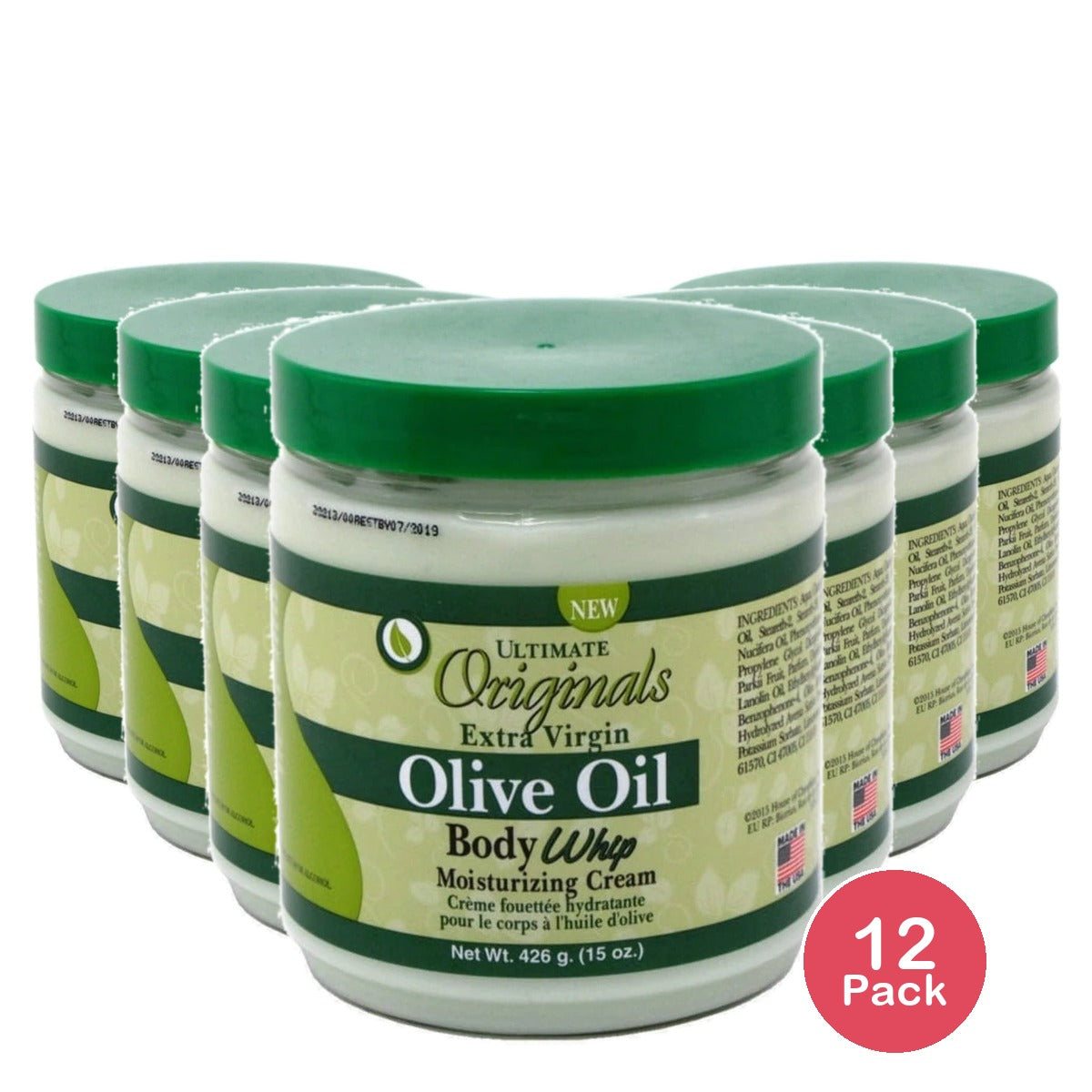 Africa's Best Ultimate Originals Extra-Virgin Olive Oil Body Whip Cream 15 oz (Pack of 12)