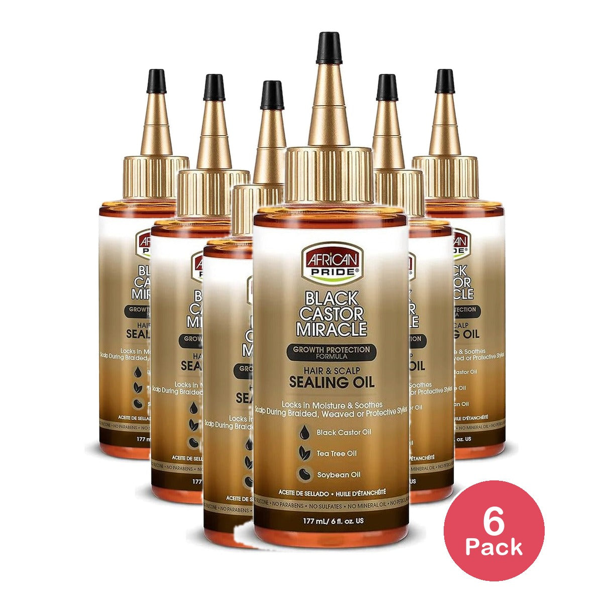 African Pride Black Castor Miracle Hair & Scalp Oil 6 Oz (Pack of 6)
