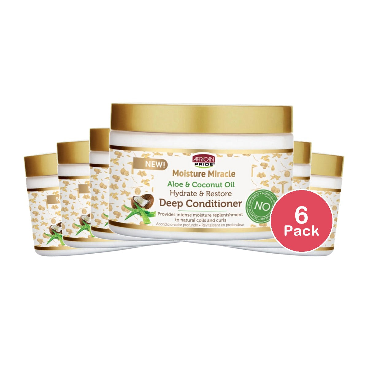 African Pride Moisture Miracle Aloe Coconut Oil Deep Conditioner (Pack of 6)