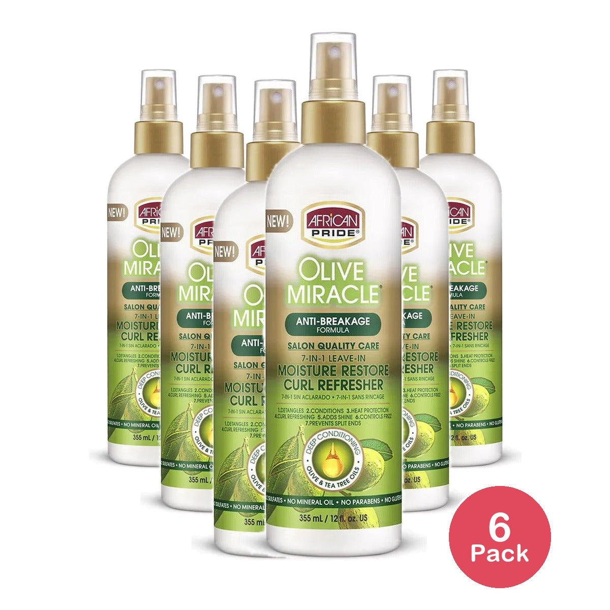African Pride Olive Miracle Moisture Refresher 12 Oz (Pack of 6)