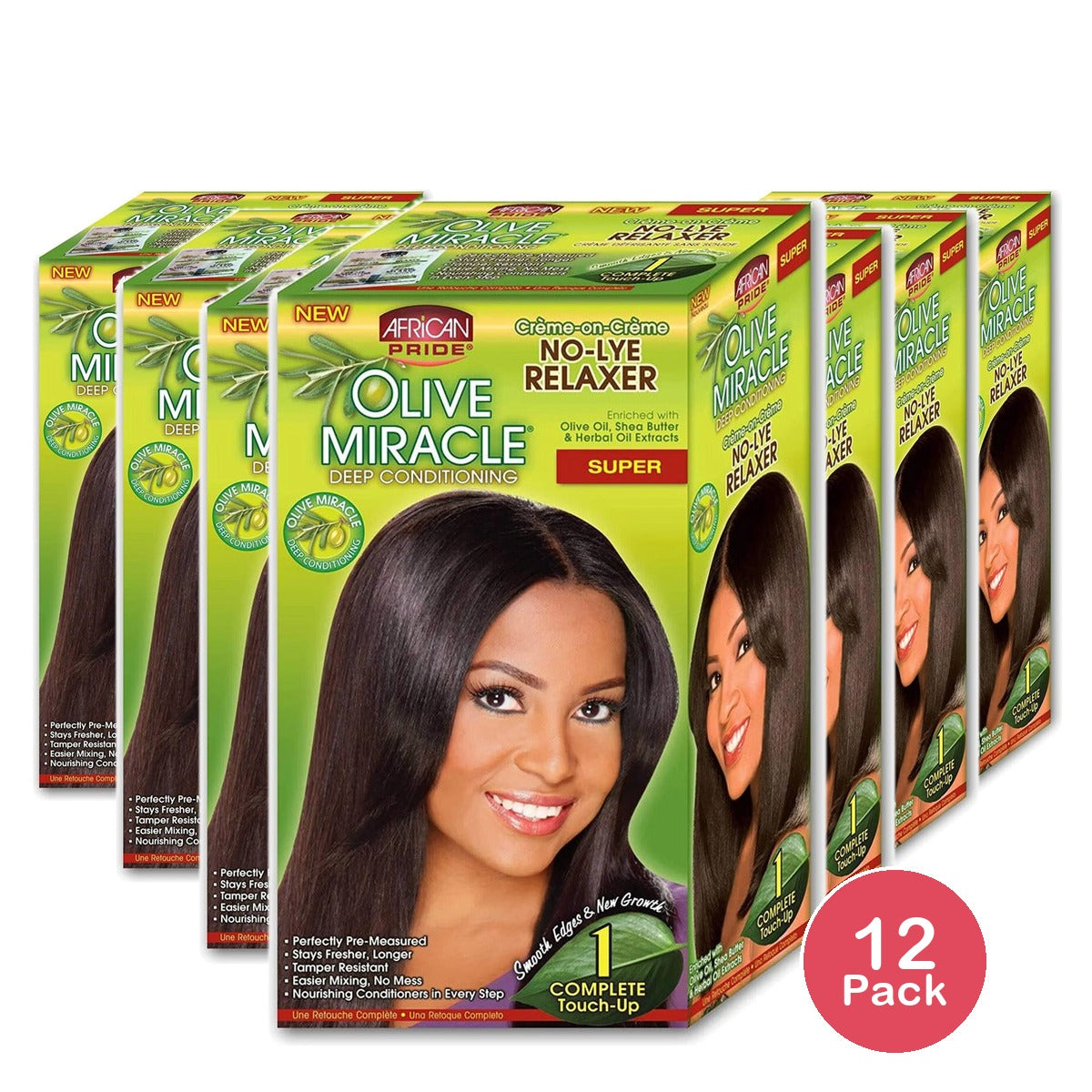 African Pride Olive Miracle No-Lye Relaxer Super (Pack of 12)