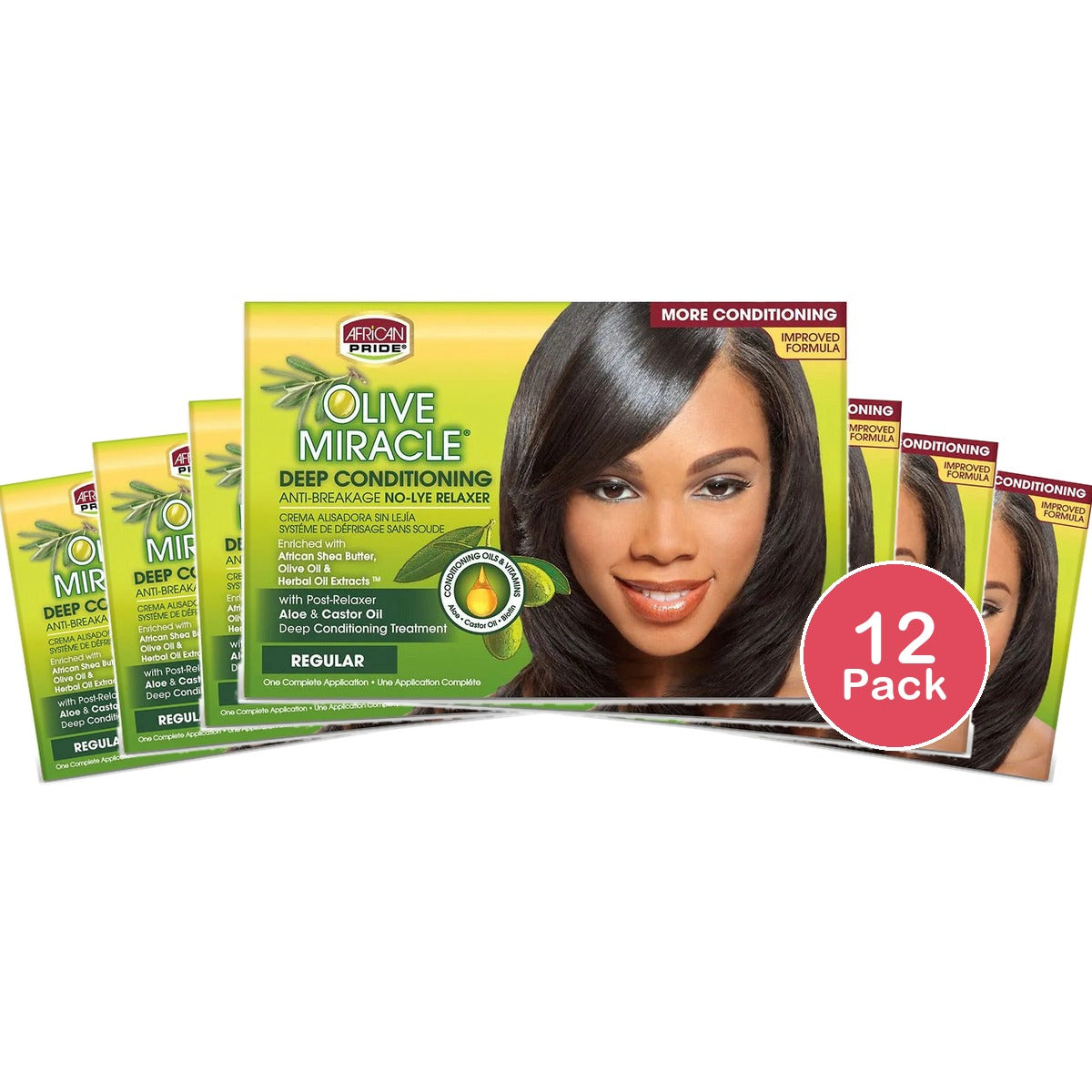African Pride Olive Miracle Regular Relaxer Kit (Pack of 12)