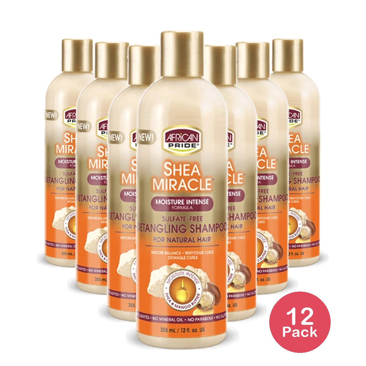 African Pride Shea Butter Miracle Detangling Shampoo 12 Oz (Pack of 12)