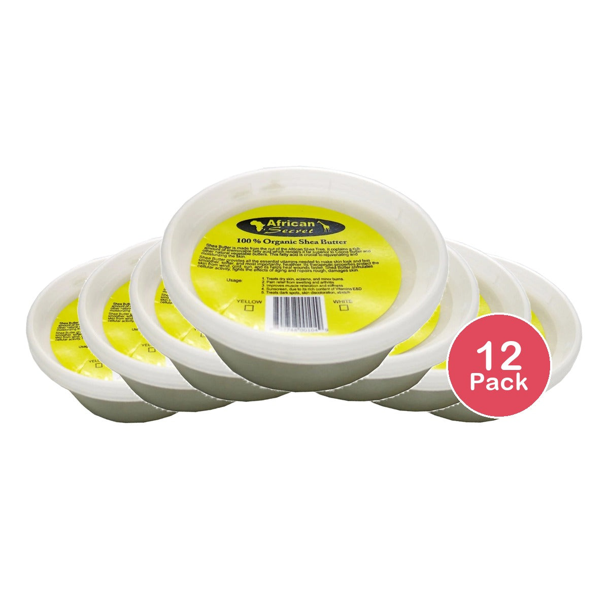 African Secret 100% Organic Shea Butter Smooth Yellow Ounces 8 Oz (Pack of 12)