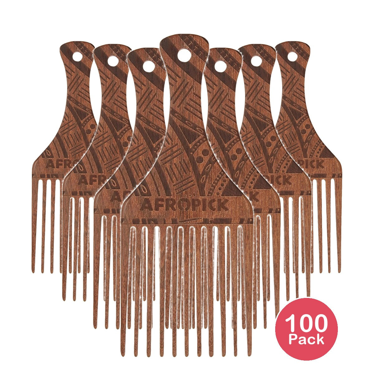 Afropick Wood Hair Pick (Pack of 100)