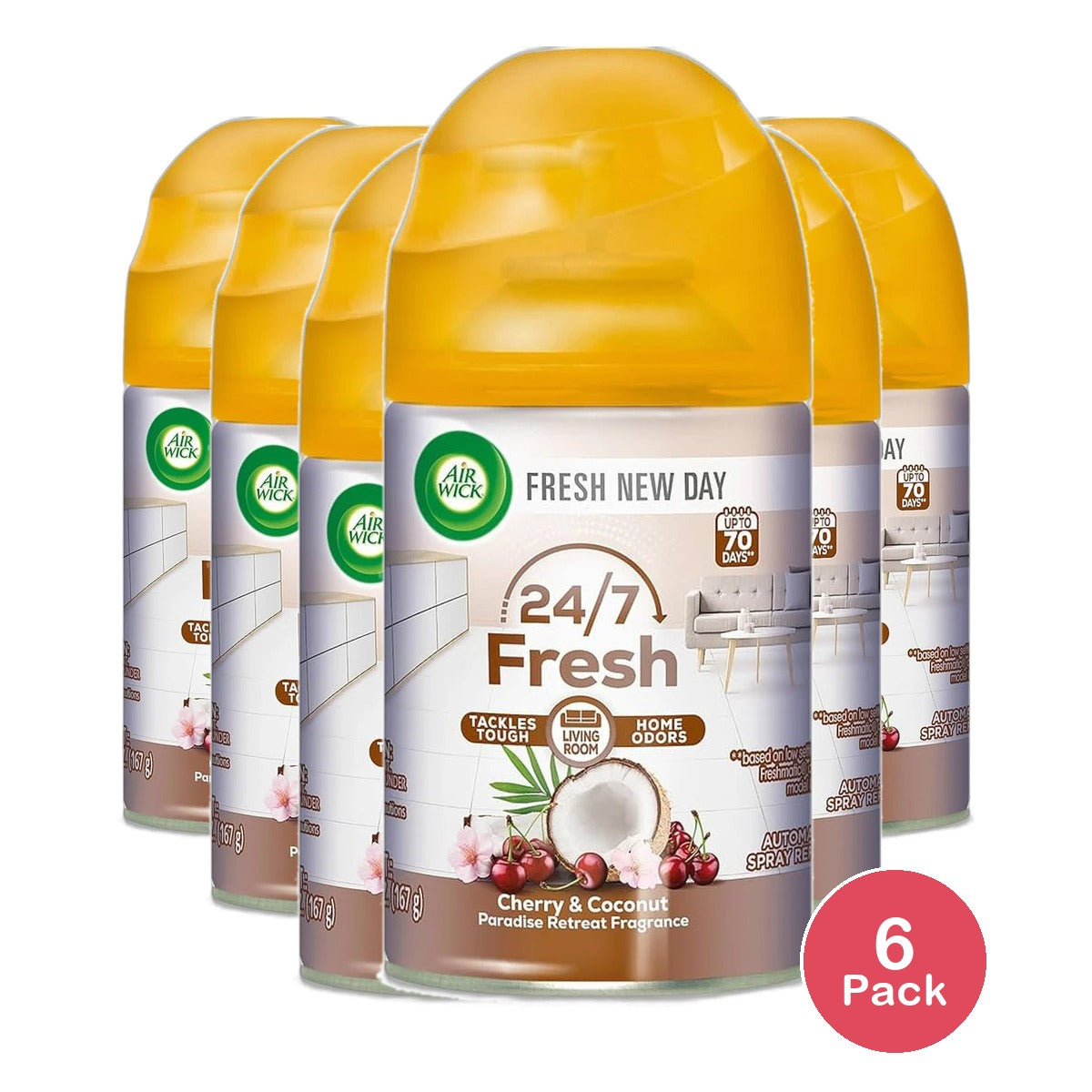 Air Wick Automatic Air Freshener Spray Refill Paradise Retreat Essential Oils 5.89Oz (Pack of 6)