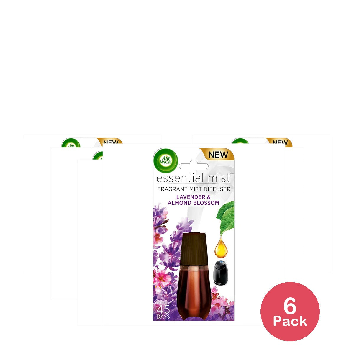 Air Wick Essential Mist Lavender & Almond Blossom Air Freshener Refill 0.67Oz (Pack Of 6)