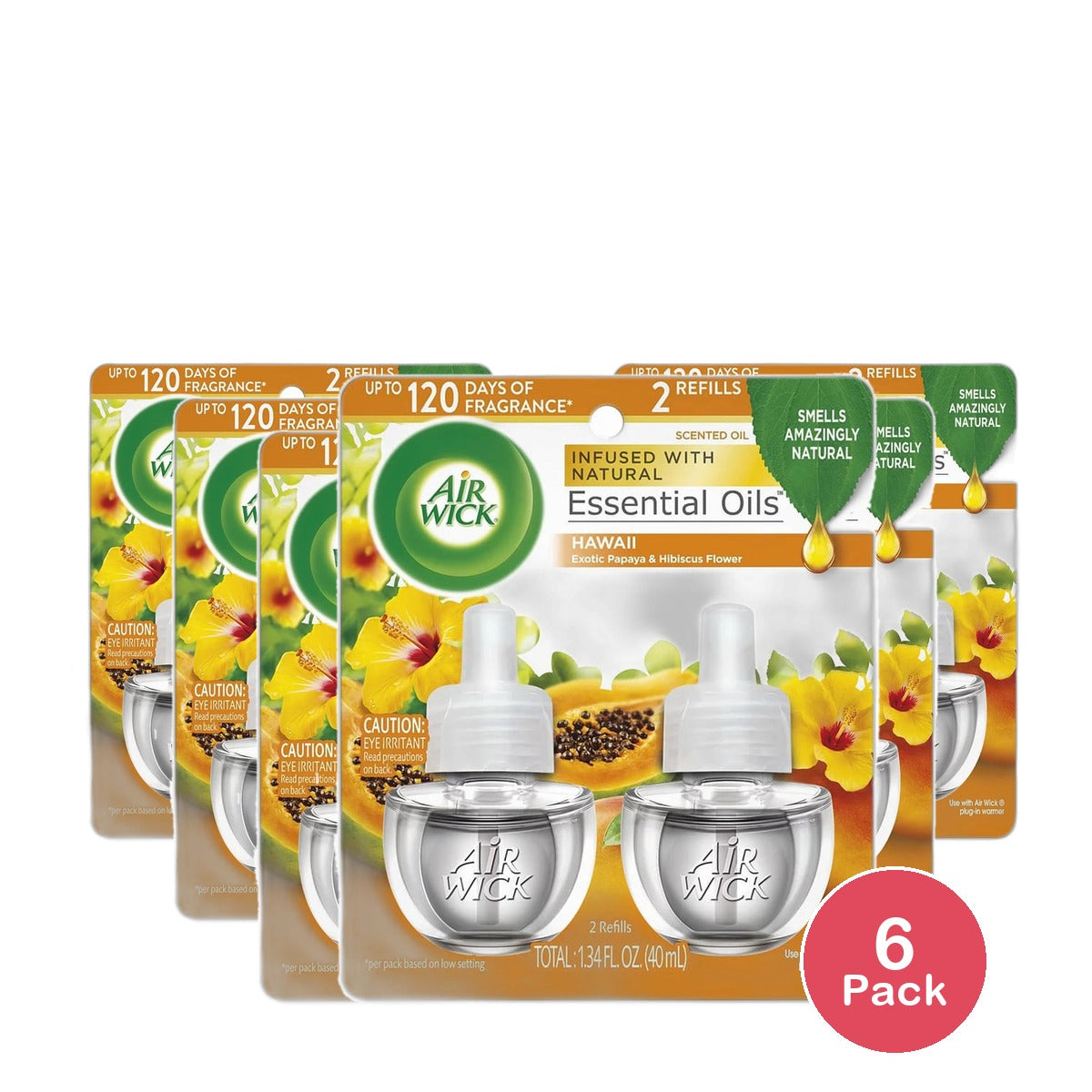 Air Wick Plug In Scented Oil Starter Kit Hawaii Air Freshener Essential Oils 1.34Oz (Pack Of 6)