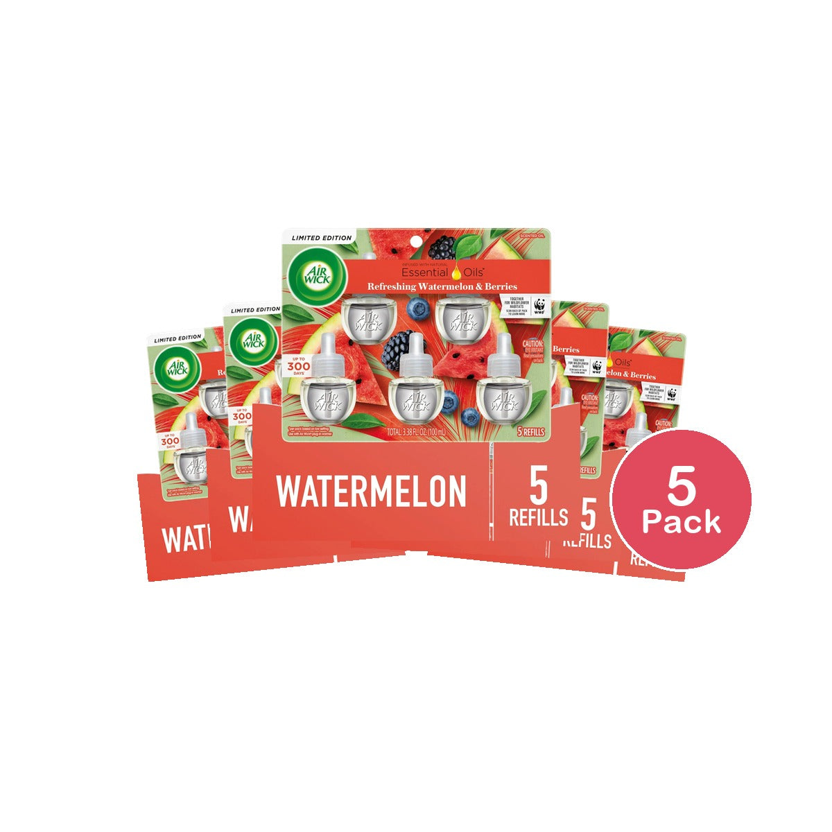 Air Wick Scented Oil Air Freshener Refill - Watermelon & Berries - 3.35 fl oz (Pack of 5)
