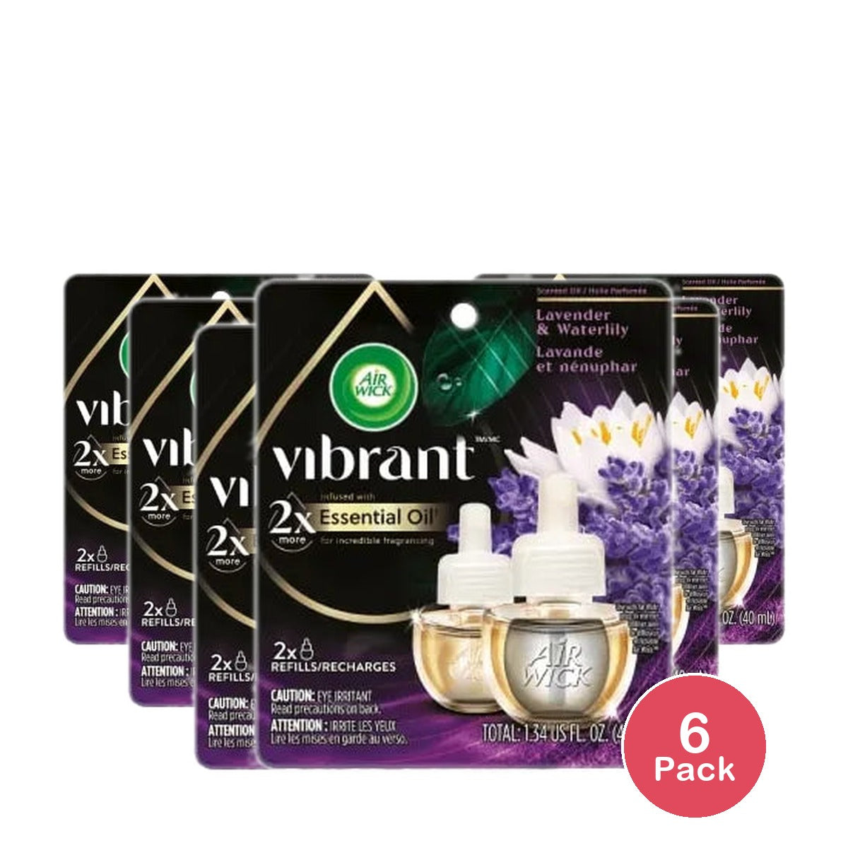 Air Wick Scented Oil Refill. Vibrant Lavender & Waterlily 1.34 Oz (Pack Of 6)
