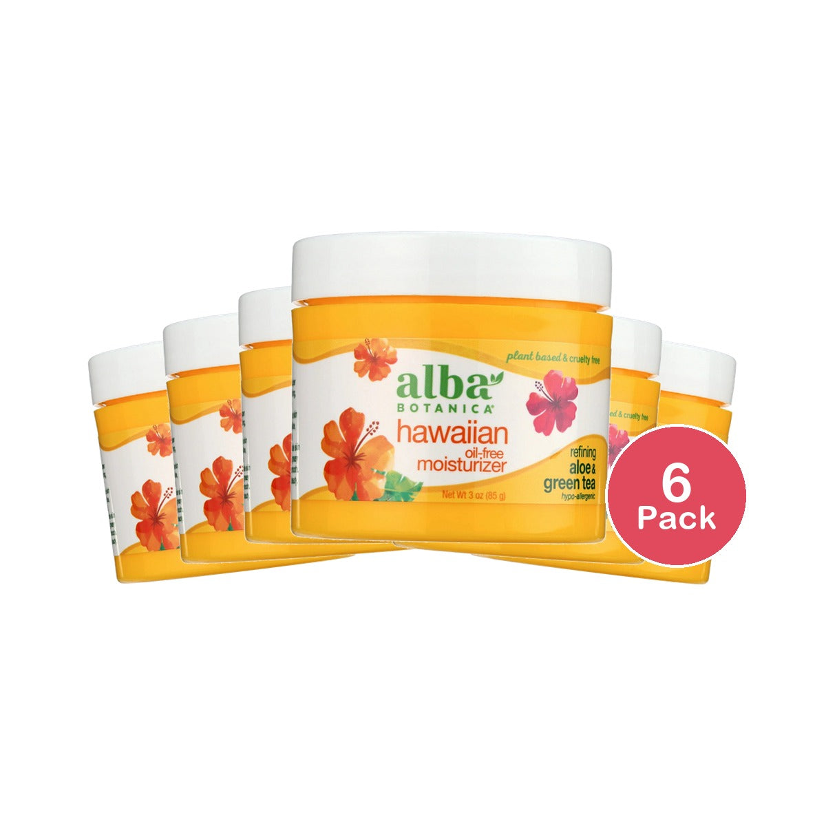 Alba Botanica Refining Aloe & Green Tea Hawaiian Oil-Free Moisturizer 3 OZ (Pack of 6)
