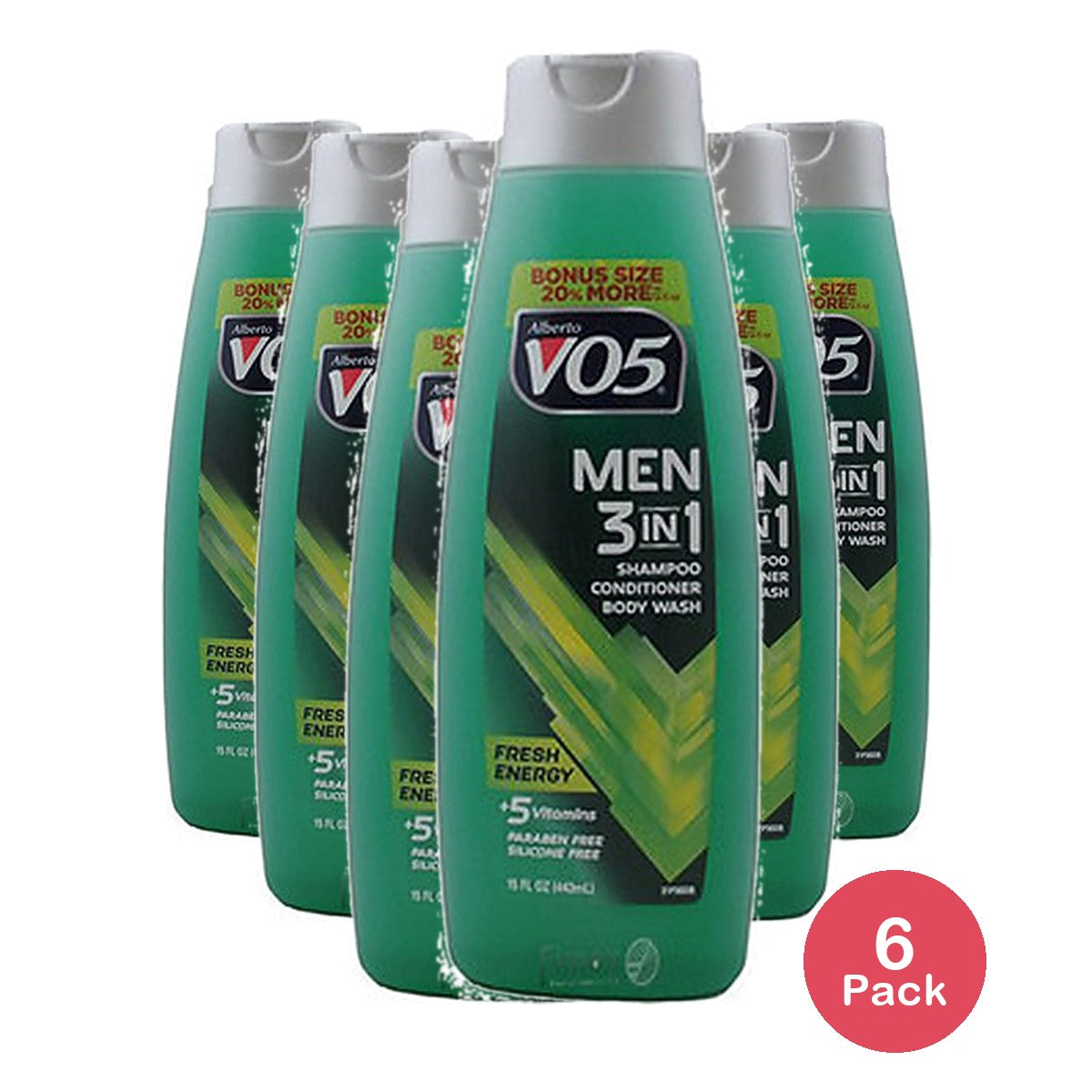 Alberto VO5 Men 3-in-1 Fresh Energy 15 Oz (Pack of 6)