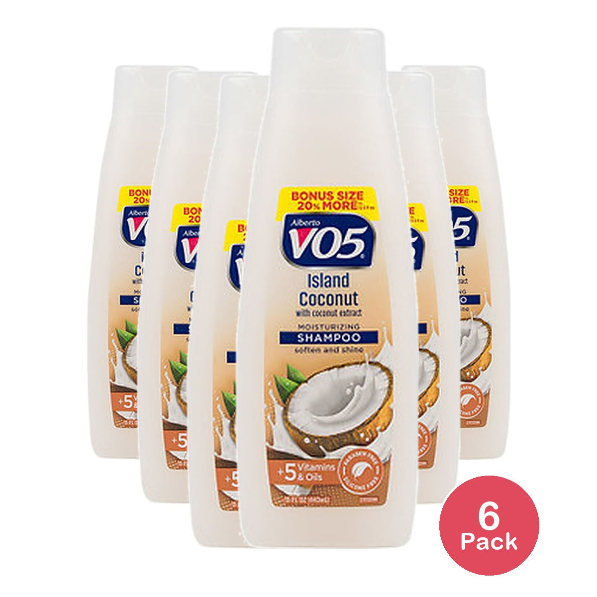 Alberto VO5 Moisturizing Island Coconut Shampoo 15 Oz (Pack of 6)