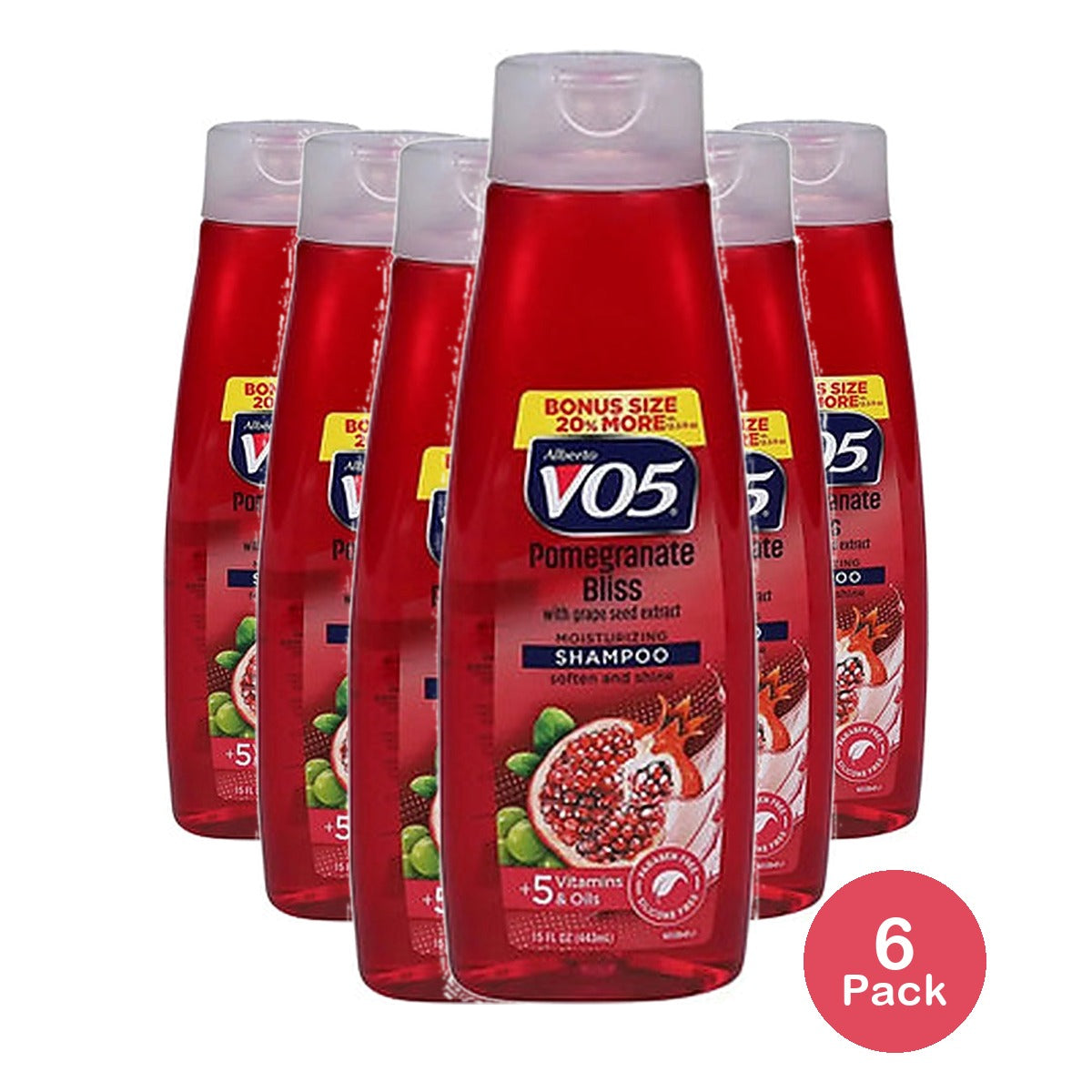 Alberto VO5 Moisturizing Pomegranate Bliss Shampoo 15 Oz (Pack of 6)