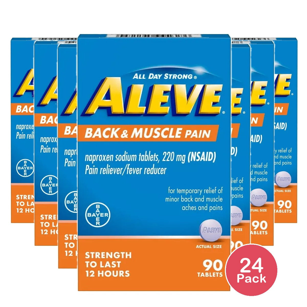 Aleve Tablets 90 Count Back & Muscle - New 1.61oz (Pack of 24)