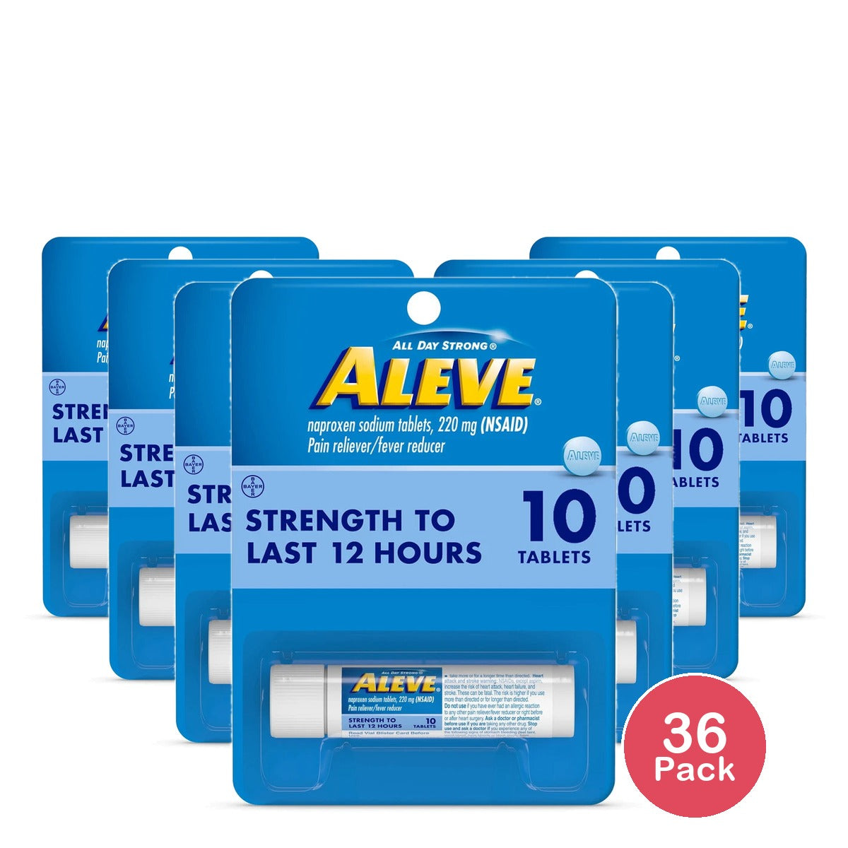 Aleve Tablets Naproxen Sodium Pain Reliever 10 Count (Pack of 36)