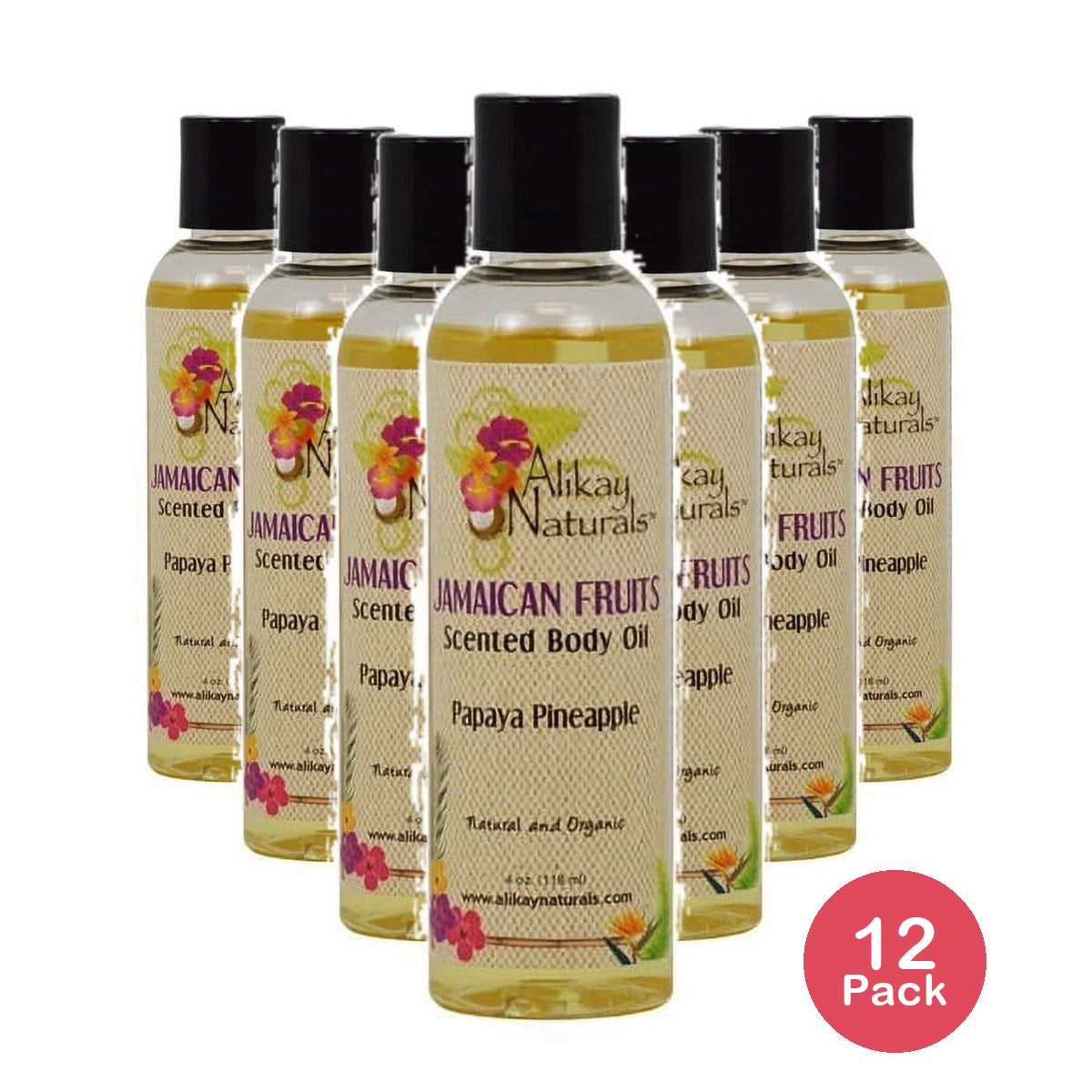 Alikay Naturals Jamaican Fruits Scented Body Oil Papaya And Pineapple 4 Oz 4 Oz (Pack of 12)