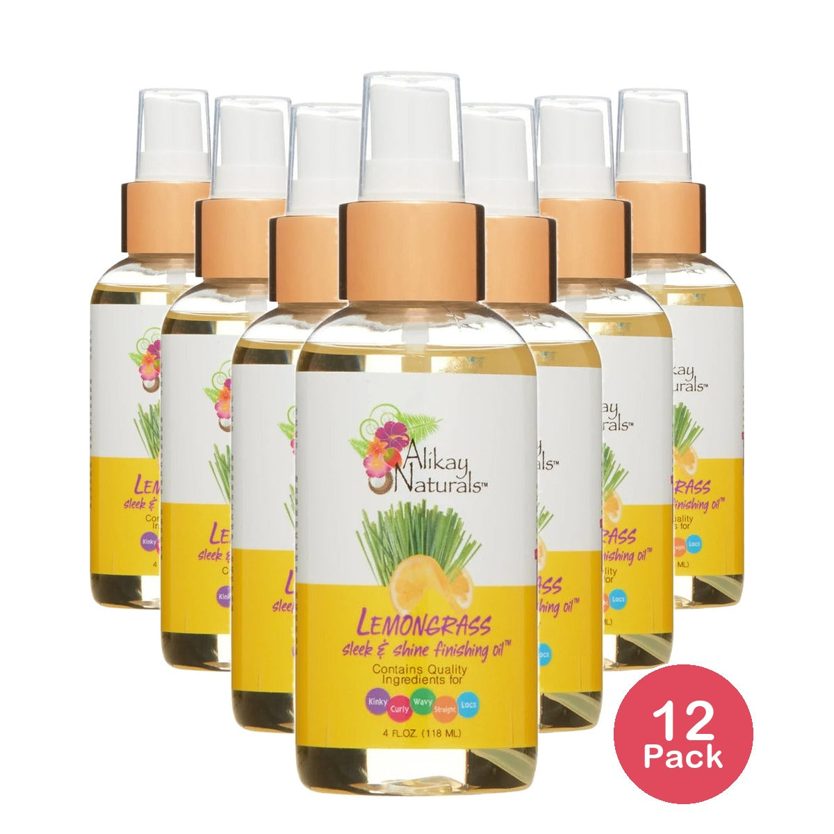 Alikay Naturals Lemongrass Sleek and Shine Finishing Hair Oil 4 fl oz 4 Fl. Oz (Pack of 12)