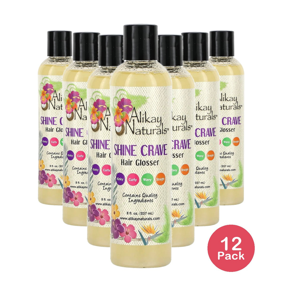 Alikay Naturals Shine Crave Hair Glosser 8 fl oz (237 ml) 8 Fl. Oz (Pack of 12)